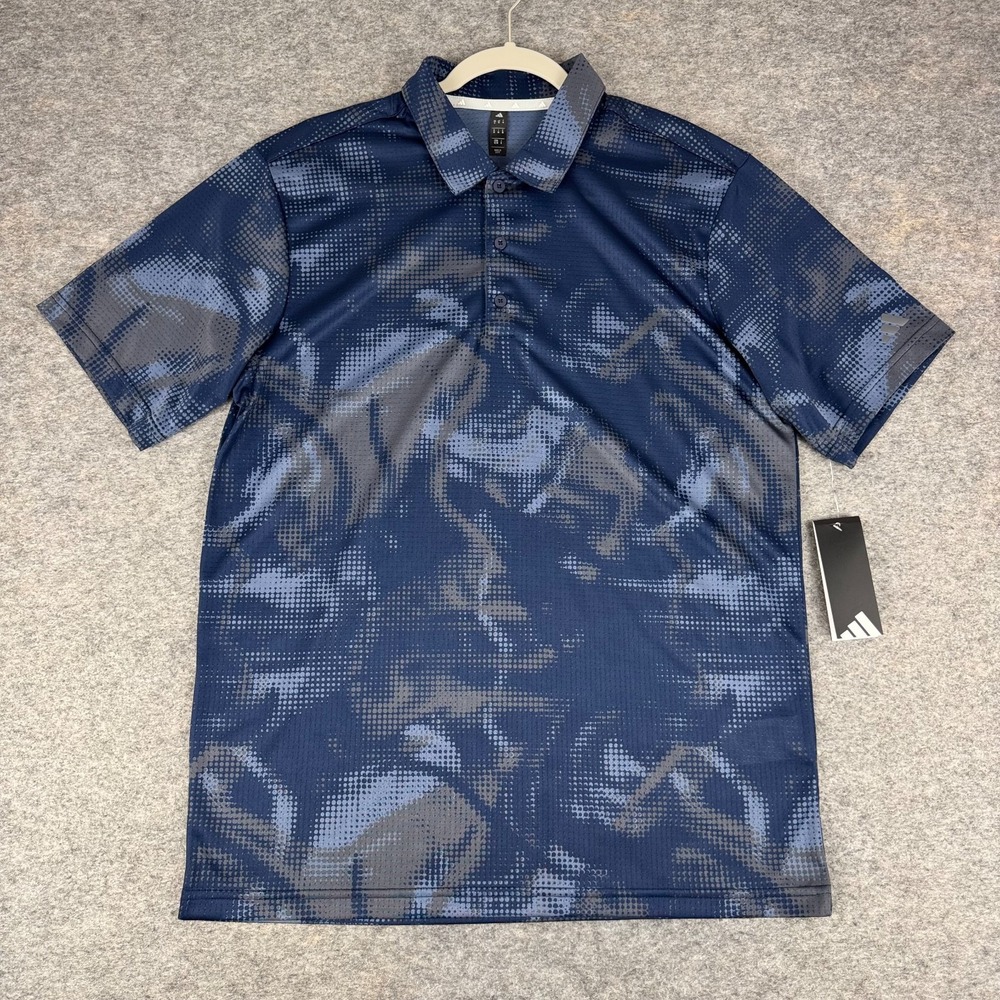 Adidas Ultimate 365 Mesh‎ Print Polo Polyester Blue Mens Medium M